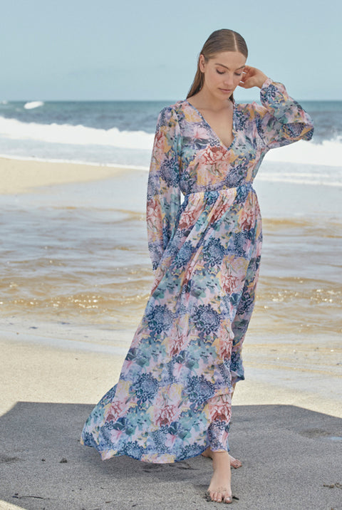 CLARIDAD LONG SLEEVE MAXI DRESS COVERUP