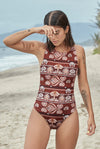 ANCESTRAL HIGH NECK CUT OUT ONE PIECE - Latin fit